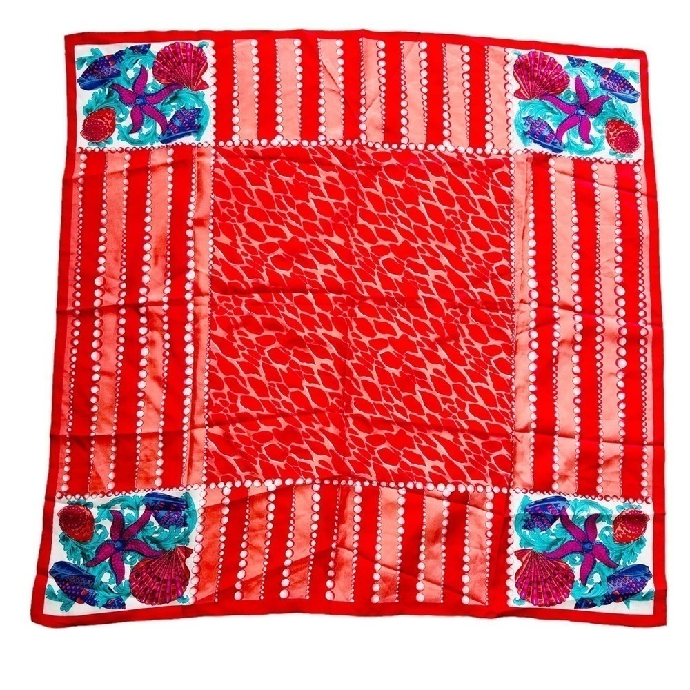 Pappagallo Mixed Print Silk Seashell Starfish Scarf